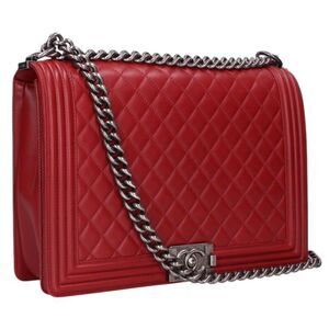 Chanel Boy Chanel 30 Lambskin Chain Shoulder Bag Women's 30
